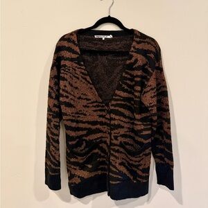 Pam & Gela Tiger Stripe Metallic Cardigan - Black and Brown